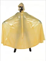 Latex Hooded Long Flared Cape