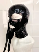 Latex Strapped Face Hood with Buckle Fastenings