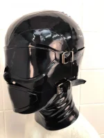 Latex Strapped Face Hood with Buckle Fastenings