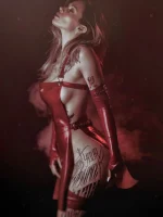 Latex Nikita Apron dress in Red and Silver.
