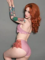 Latex Lilac Pearl Bra with pearl beads
