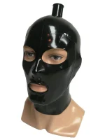 Latex mask with roll mouth, tube and braid.
