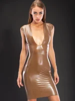 Latex Sexy knee-length anatomical dress with decolette