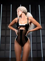 Latex Black and Translucent Bodysuit Female Underwear Costume