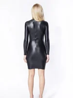 Latex Dress with long sleeves and high neck made of black