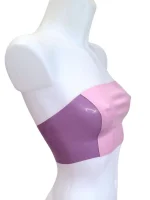 Latex Lilac & Pink Bandeau Top: Strapless Crop Top