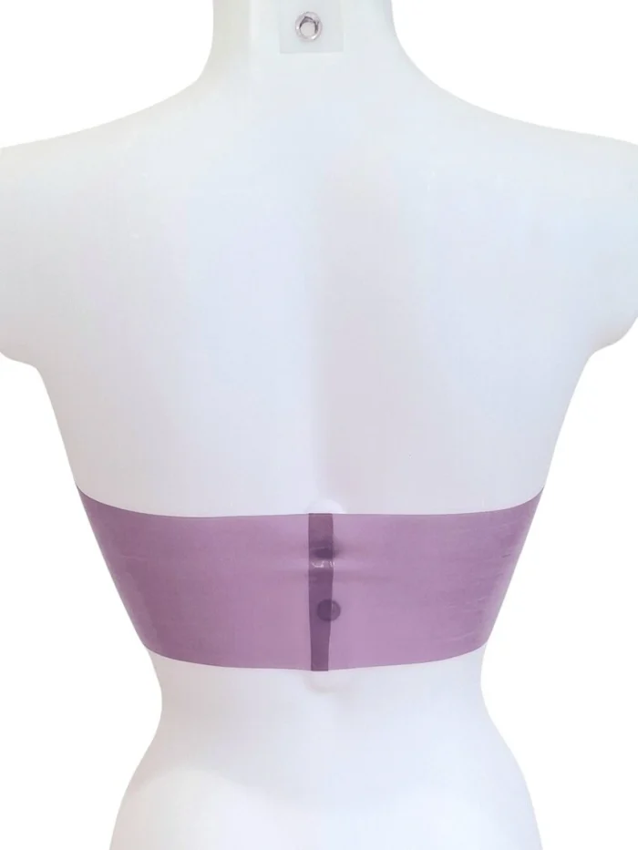 Latex Lilac & Pink Bandeau Top: Strapless Crop Top