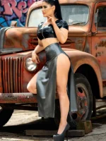 Latex Sada Rubber Skirt with side Splits