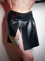 Latex Layered Split Skirt