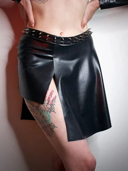 Latex Layered Split Skirt