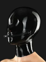 Latex mask with mouth zipper