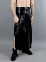 Latex Black Split Skirt