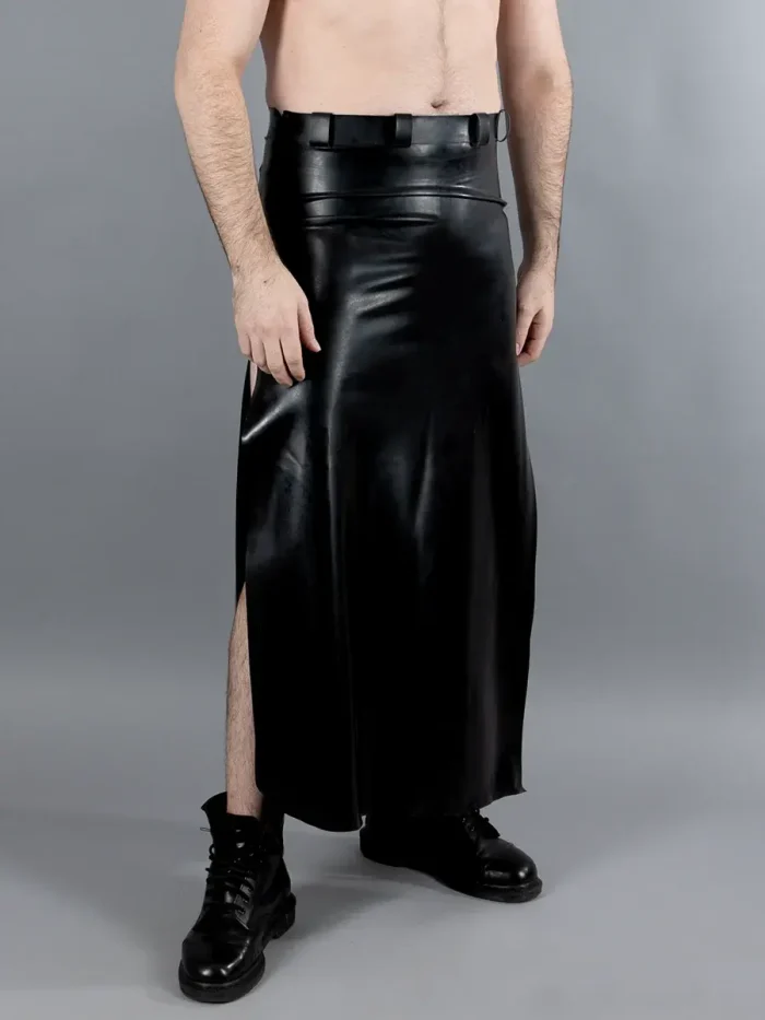 Latex Black Split Skirt