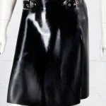 Latex Black Split Skirt