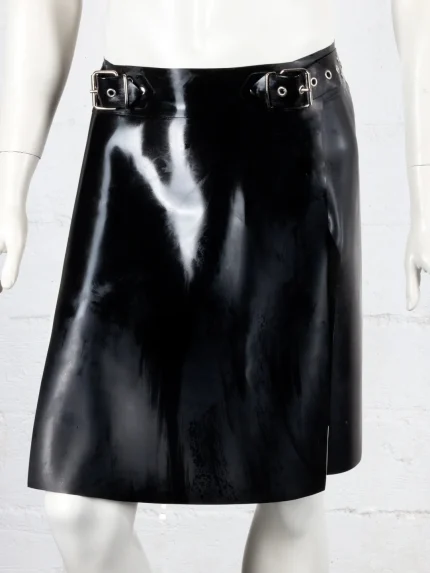 Latex Black Buckle Kilt