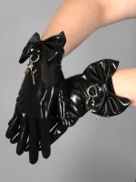 Latex Gloves With Bows and D-Ring
