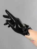 Latex Gloves With Bows and D-Ring