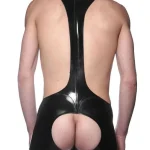 Latex Two-Tone Bodysuit with Anatomical Codpiece