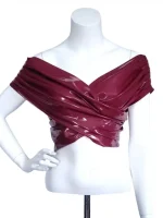 Latex Twist Off-Shoulder Crop Top