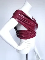 Latex Twist Off-Shoulder Crop Top