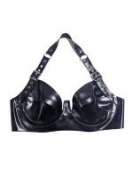 Latex Buckle Strap Bra