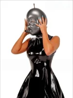 Latex Inflatable Rubber Hood With Studded Lens Eyes