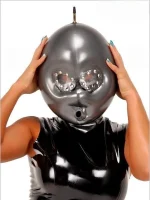Latex Inflatable Rubber Hood With Studded Lens Eyes