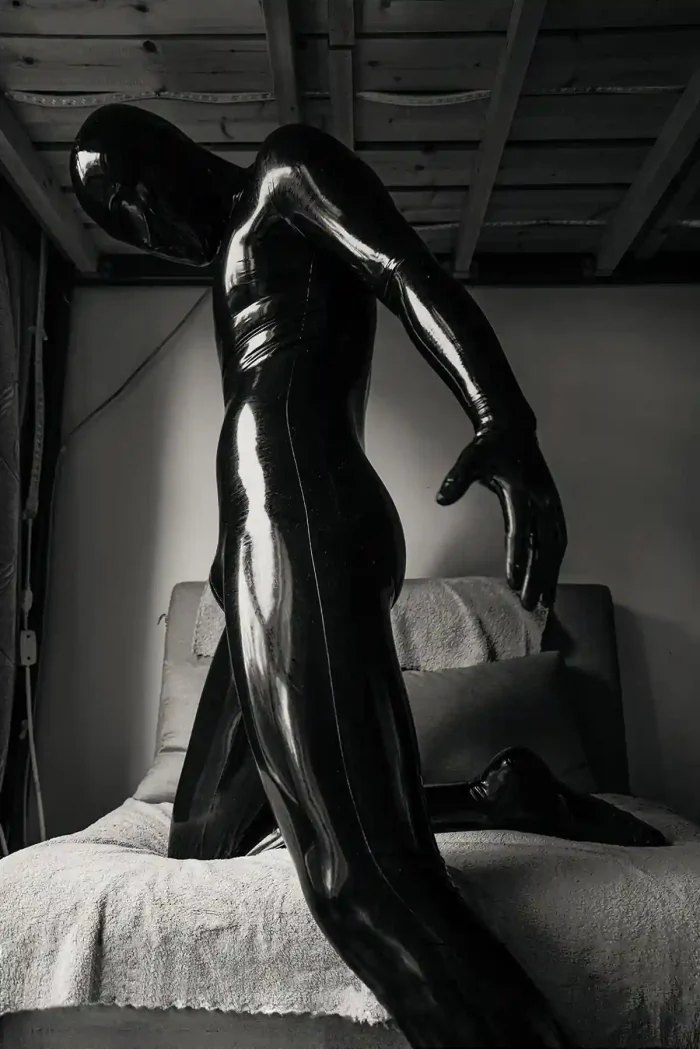 Latex Standard Full Enclosure Latex Catsuit with Eye Mouth Open