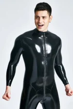 Latex Front Zipper Male Catsuit