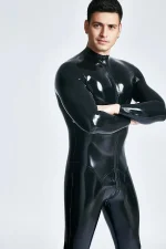 Latex Front Zipper Male Catsuit