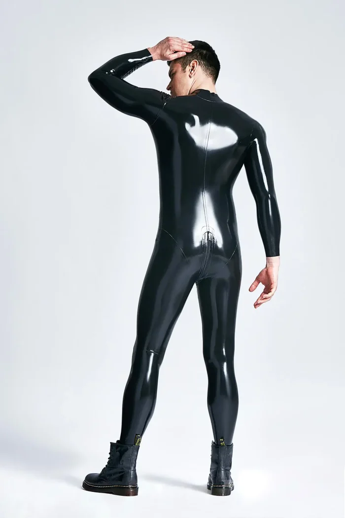 Latex Front Zipper Male Catsuit