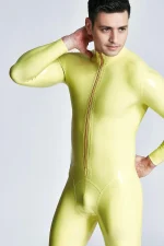 Latex Front Zipper Male Catsuit
