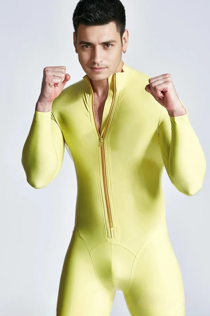 Latex Front Zipper Male Catsuit