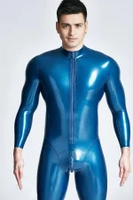 Latex Front Zipper Male Catsuit