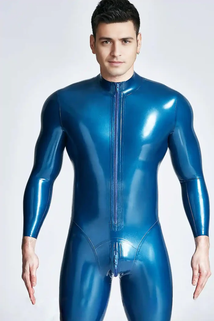 Latex Front Zipper Male Catsuit