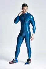 Latex Front Zipper Male Catsuit