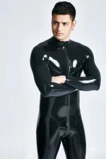Latex Front Zipper Male Catsuit