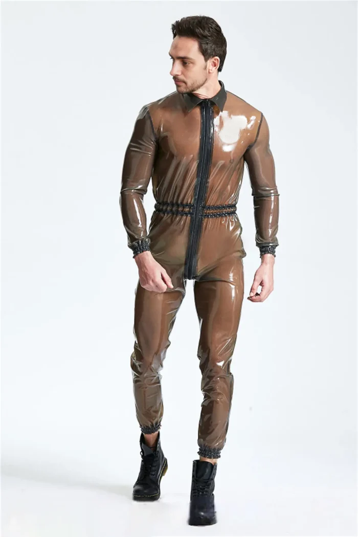 Transpanret Male Front Zipper Latex Catsuit
