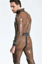 Transpanret Male Front Zipper Latex Catsuit