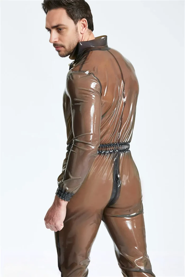 Transpanret Male Front Zipper Latex Catsuit