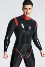 Latex Oberon Catsuit with Red Trim