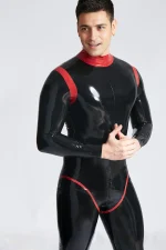 Latex Oberon Catsuit with Red Trim