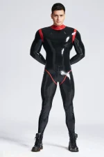 Latex Oberon Catsuit with Red Trim