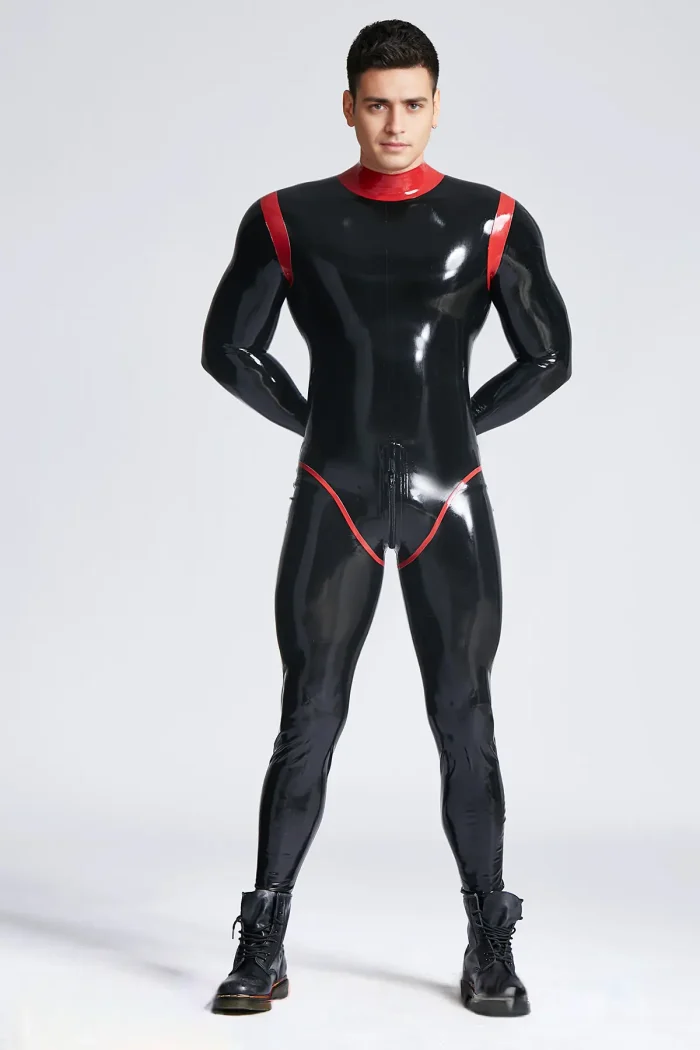 Latex Oberon Catsuit with Red Trim