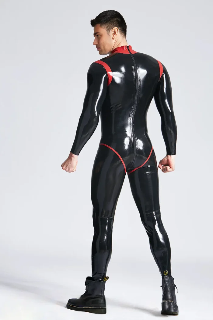 Latex Oberon Catsuit with Red Trim