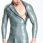 Latex Shoulder Zipper Long Sleeves Male Suit