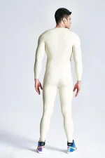 Male Diagonal Zip Long Sleeves Latex Catsuit