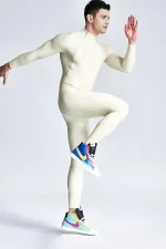 Male Diagonal Zip Long Sleeves Latex Catsuit