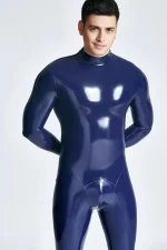 Latex Shoulder Zipper Long Sleeves Male Suit