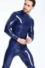 Latex Shoulder Zipper Long Sleeves Male Suit